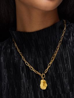 Accessorize London - Womens Stainless Steel Nugget Charm T Bar Necklace