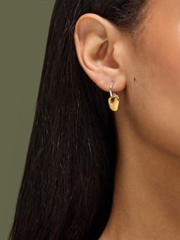 Accessorize London - Womens Stainless Steel Nugget Drop Hoop Earrings