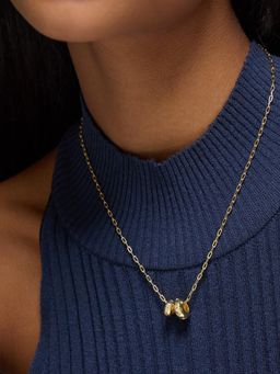 Accessorize London - Womens Stainless Steel Double Bead Pendant Necklace