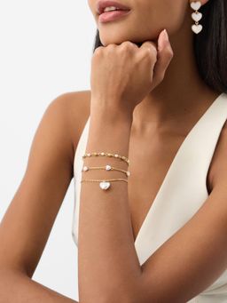 Accessorize London - Womens Pearl Heart Bracelets (Pack of 3)