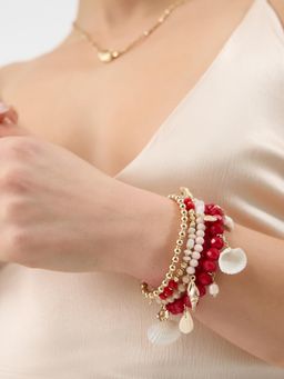 Accessorize London - Womens Chunky Beaded Charm Bracelets (Pack of 4)