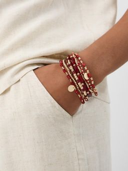 Accessorize London - Womens Mix Bead Stretch Bracelets (Pack of 8)