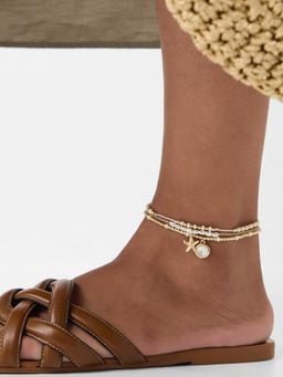Accessorize London - Womens Starfish Pearl Anklets (Pack of 3)