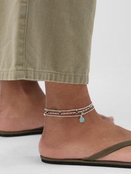 Accessorize London - Womens Stone Charm Anklets (Pack of 3)