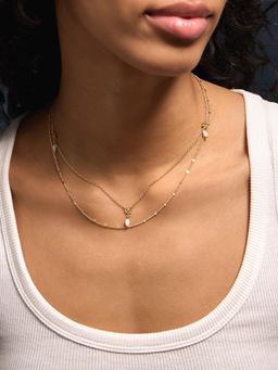 Accessorize London - Womens 14k Gold Plated Sun Pearl Layered Necklace