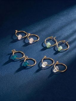 Accessorize London - Womens 14k Gold Plated Semi Precious Hoop Earrings (Pack of 4)