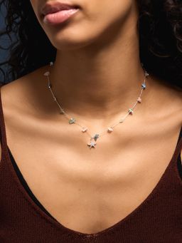 Accessorize London - Womens Sterling Silver Plated Semi Precious Pendant Necklace