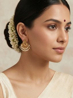 Niscka - White Gold Plated Peacock Pearl Handcrafted Earrings