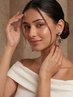 Niscka - Gold Plated Multi-Color Water Drop Statement Earrings