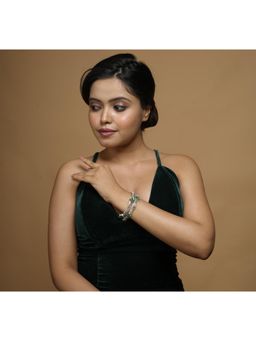 ZEVARLY - Crafted with Green CZ Stones AD Floral Bangles