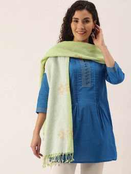 ArtEastri - Sage Green Handloom Jamdani Wool Stole