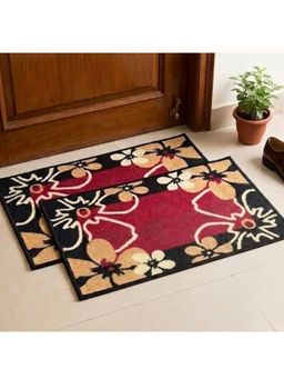 Athom Living - Multi-Color Floral Design Premium Anti Skid Door Mats (Pack of 2)