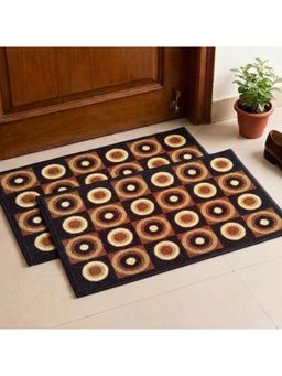 Athom Living - Brown Geometric Premium Anti Skid Door Mats (Pack of 2)