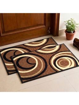 Athom Living - Brown Geometric Premium Anti Skid Door Mats (Pack of 2)