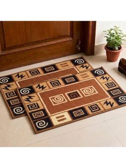 Athom Living - Brown Quirky Design Premium Anti Skid Door Mats (Pack of 2)