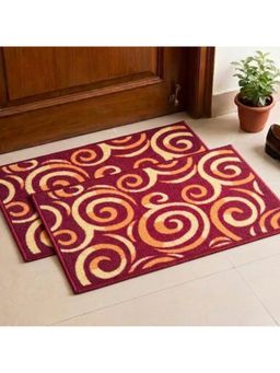 Athom Living - Maroon Premium Anti Skid Door Mats (Pack of 2)