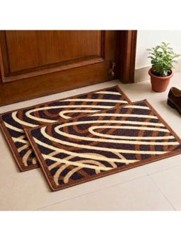 Athom Living - Multi-Color Abstract Premium Anti Skid Door Mats (Pack of 2)