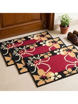 Athom Living - Multi-Color Floral Premium Anti Skid Door Mats (Pack of 3)