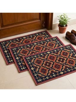 Athom Living - Multi-Color Floral Premium Anti Skid Door Mats (Pack of 3)