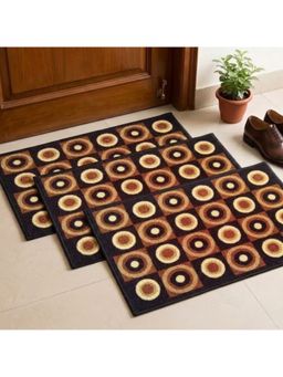 Athom Living - Brown Geometric Premium Anti Skid Door Mats (Pack of 3)