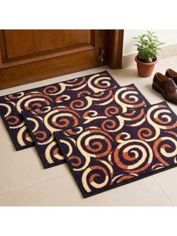 Athom Living - Brown Geometric Premium Anti Skid Door Mats (Pack of 3)