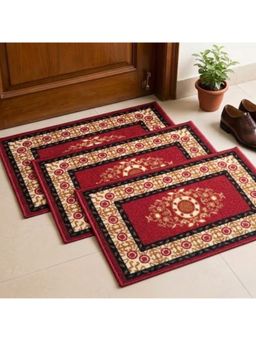 Athom Living - Multi-Colour Floral Premium Anti Skid Door Mats (Pack of 3)