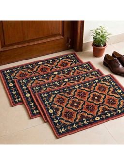 Athom Living - Multi-Colour Floral Premium Anti Skid Door Mats (Pack of 4)