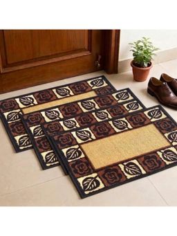 Athom Living - Multi-Colour Floral-Leaf Premium Anti Skid Door Mats (Pack of 4)