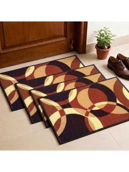 Athom Living - Multi-Colour Geometric Premium Anti Skid Door Mats (Pack of 4)