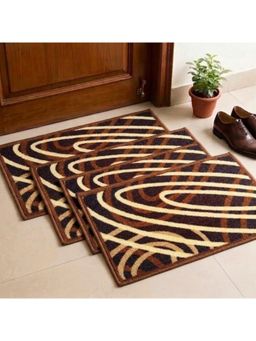 Athom Living - Multi-Colour Abstract Premium Anti Skid Door Mats (Pack of 4)
