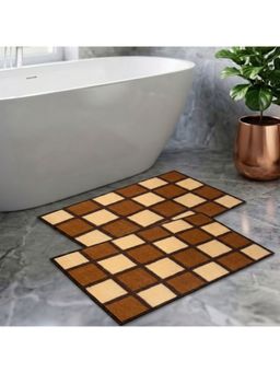 Athom Living - Brown Trendz Easy Home Designer Soft Anti Slip Bath Mats (Pack Of 2) (M)