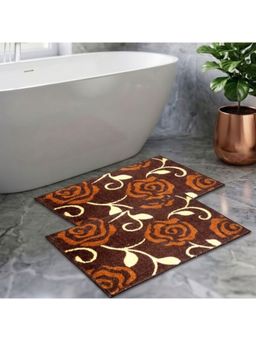 Athom Living - Brown Trendz Easy Home Designer Soft Anti Slip Bath Mats (Pack Of 2) (M)