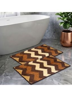 Athom Living - Brown Trendz Easy Home Designer Soft Anti Slip Bath Mats (Pack Of 2) (M)