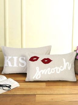 Eyda - Cotton Kiss and Kiss Embroidered Cushion Cover Set of 2