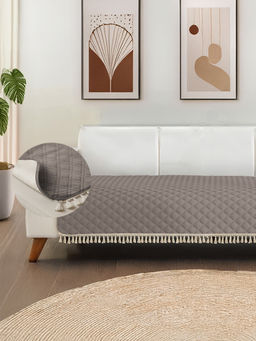 Urban Space - Grey Quilted Microfibre Sofa Cover