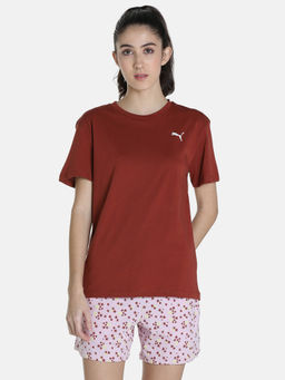 Puma - Women Maroon T-Shirt with Shorts (Set of 2)
