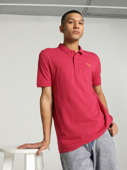 Puma - Essentials Jacquard Collar Polo T-Shirt Men Pink