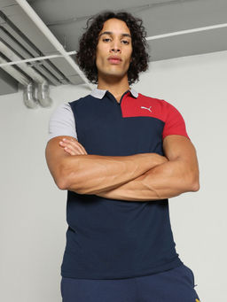 Puma - Essentials Stylized Colorblock Polo T-Shirt Men Navy Blue