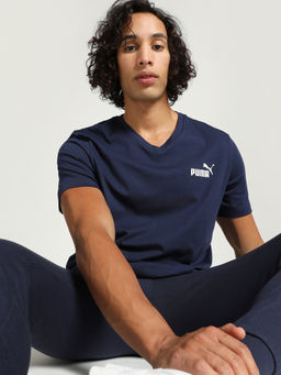 Puma - Essentials V-Neck Men Navy Blue T-Shirt