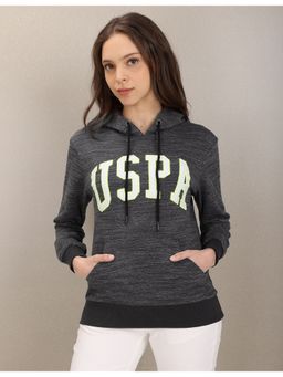U.S. POLO ASSN. - Dark Grey Hooded Heathered Sweatshirt