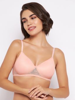Clovia - Polyamide Solid Padded Full Cup Wire Free Everyday Bra - Pink