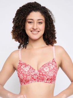 Clovia - Polyamide Padded Full Cup Wire Free T-shirt Bra - Red