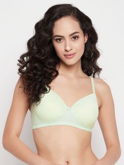 Clovia - Polyamide Solid Padded Full Cup Wire Free T-shirt Bra - Green