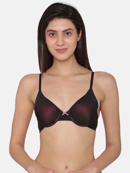 Clovia - Polyamide Solid Padded Demi Cup Underwired Push-Up Bra - Black