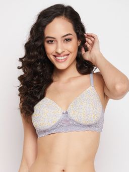 Clovia - Polyamide Padded Full Cup Wire Free T-shirt Bra - Grey