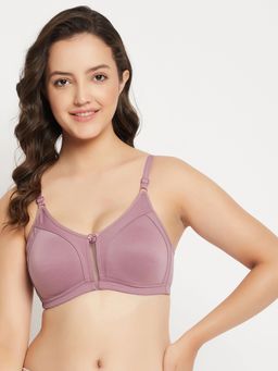 Clovia - Cotton Solid Non-Padded Full Cup Wire Free Full Figure Bra - Purple