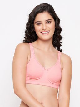 Clovia - Cotton Solid Non-Padded Full Cup Wire Free Everyday Bra - Pink