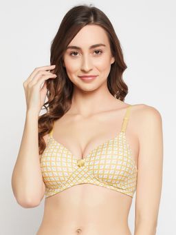 Clovia - Cotton Padded Full Cup Wire Free T-shirt Bra - Yellow