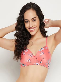 Clovia - Cotton Padded Full Cup Wire Free T-shirt Bra - Pink