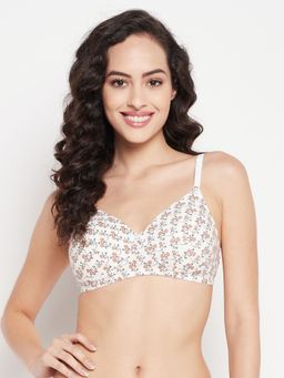 Clovia - Cotton Padded Full Cup Wire Free T-shirt Bra - White